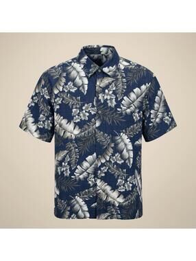 Campia Hawaiian Easy Care Shirt Mens Floral Short Sleeve Button Up Rayon Large